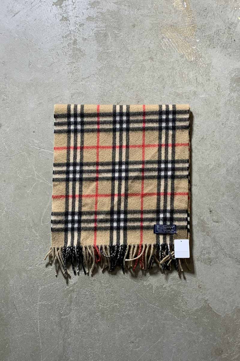 MADE IN ENGLAND 90'S NOVA CHECK CASHMERE SCARF / BEIGE [SIZE: ONE SIZE USED]