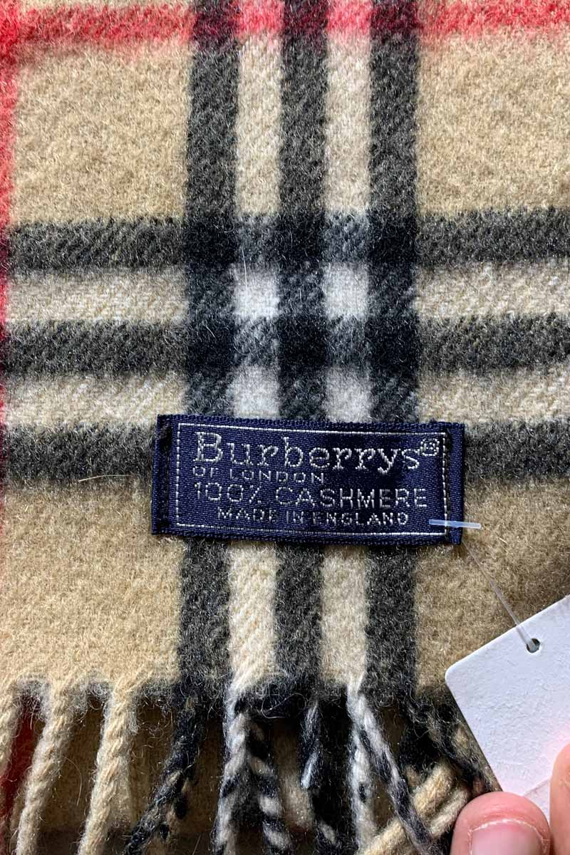 MADE IN ENGLAND 90'S NOVA CHECK CASHMERE SCARF / BEIGE [SIZE: ONE SIZE USED]