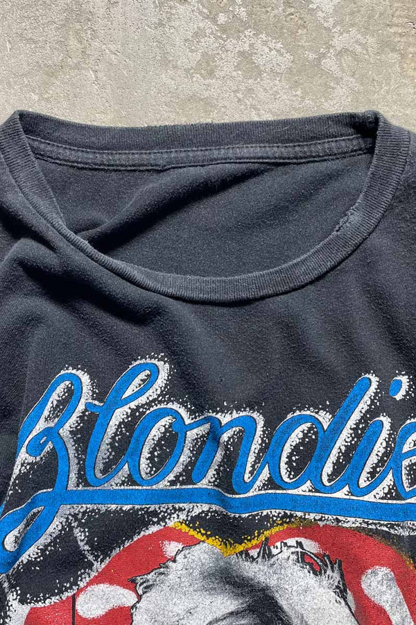 MADE IN USA 80'S BLONDIE PRINT BAND T-SHIRT / BLACK [SIZE: L USED]
