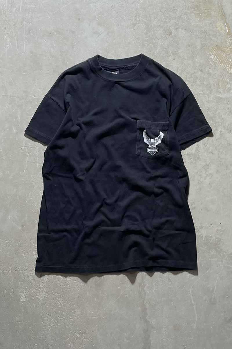 MADE IN USA 90'S SEACOAST BACK PRINT MOTOR CYCLE T-SHIRT / BLACK [SIZE: L USED]