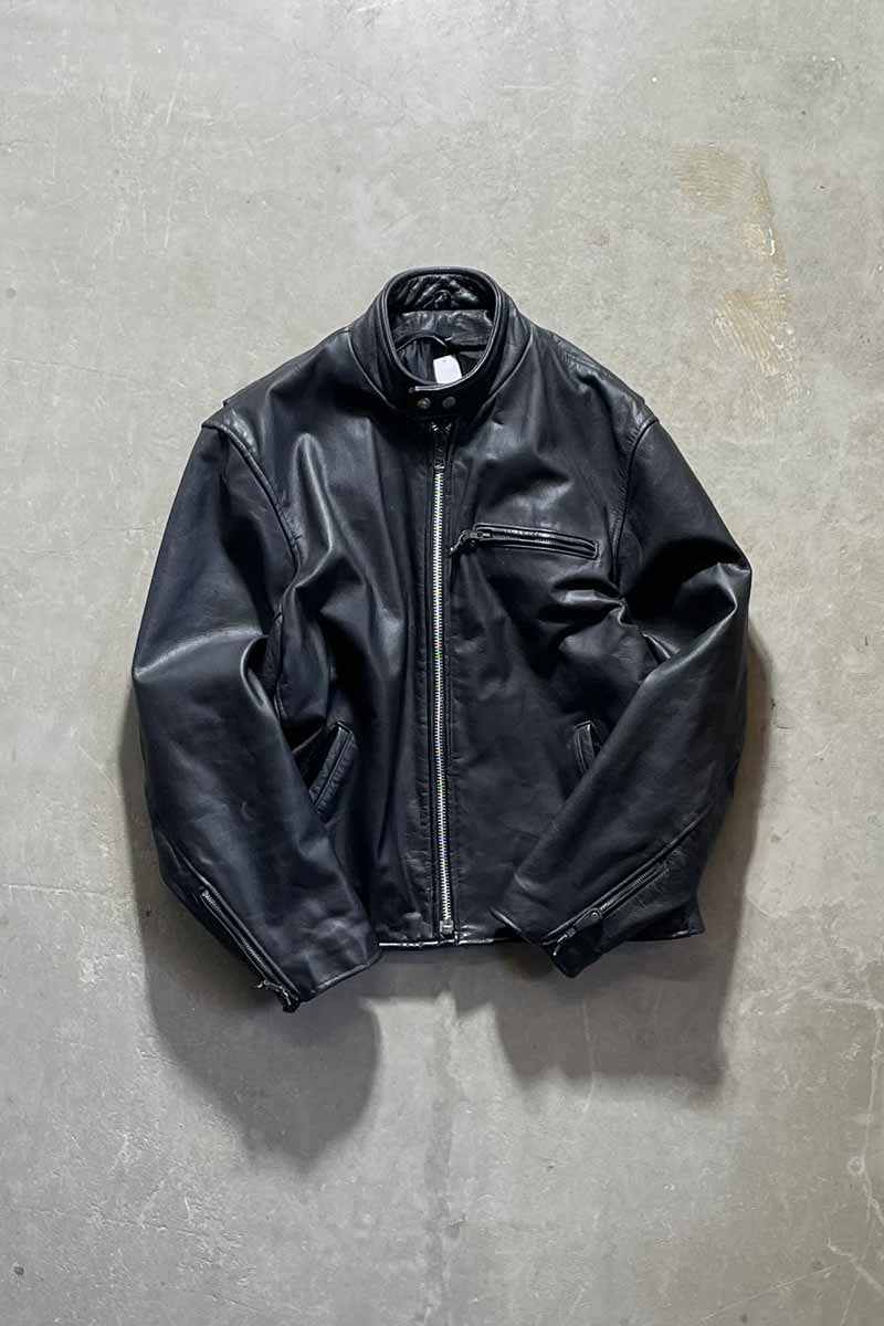 90'S SINGLE RIDERS LEATHER JACKET / BLACK [SIZE: M USED]
