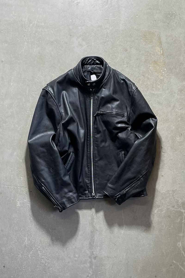 90'S SINGLE RIDERS LEATHER JACKET / BLACK [SIZE: M USED]
