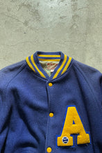 画像をギャラリービューアに読み込む, 60&#39;S SCUBA CLUB WOOL STADIUM JACKET 玉虫色ラインニング / NAVY［SIZE: 42 USED]
