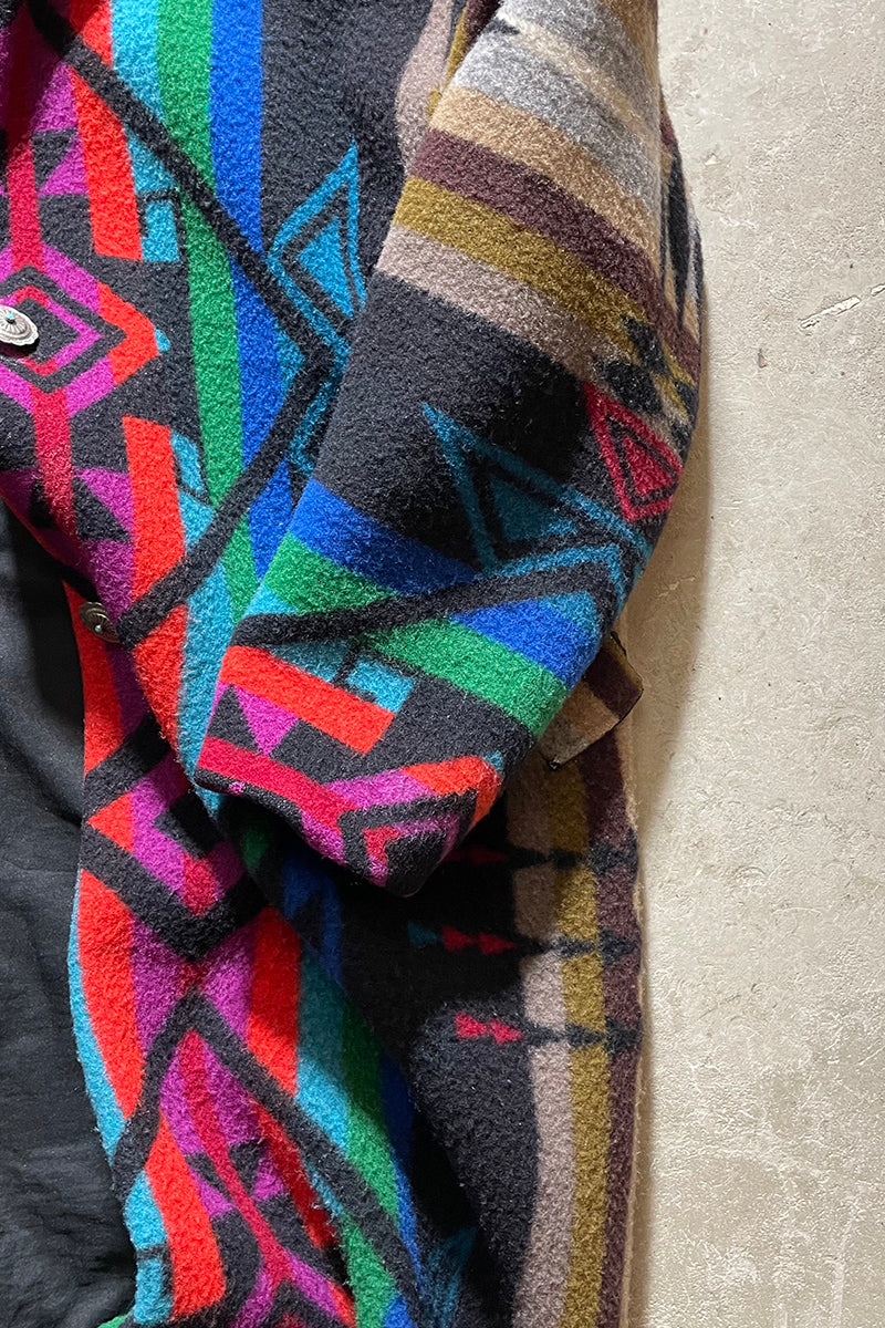 NATIVE PATTERN CONCHO BUTTON WOOL COAT / MULTI PATTERN [SIZE: M equivalent USED]