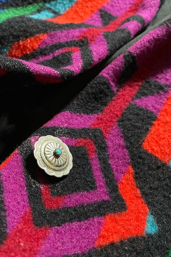 NATIVE PATTERN CONCHO BUTTON WOOL COAT / MULTI PATTERN [SIZE: M equivalent USED]