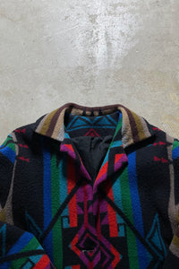 NATIVE PATTERN CONCHO BUTTON WOOL COAT / MULTI PATTERN [SIZE:  M相当 USED]