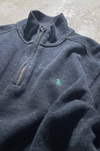 90'S HALF ZIP COTTON KNIT SWEATER / CHACOAL [SIZE: L USED]
