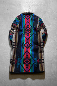 NATIVE PATTERN CONCHO BUTTON WOOL COAT / MULTI PATTERN [SIZE:  M相当 USED]