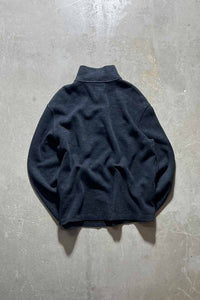 90'S HALF ZIP COTTON KNIT SWEATER / CHACOAL [SIZE: L USED]
