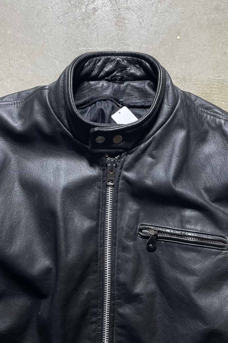 90'S SINGLE RIDERS LEATHER JACKET / BLACK [SIZE: M USED]