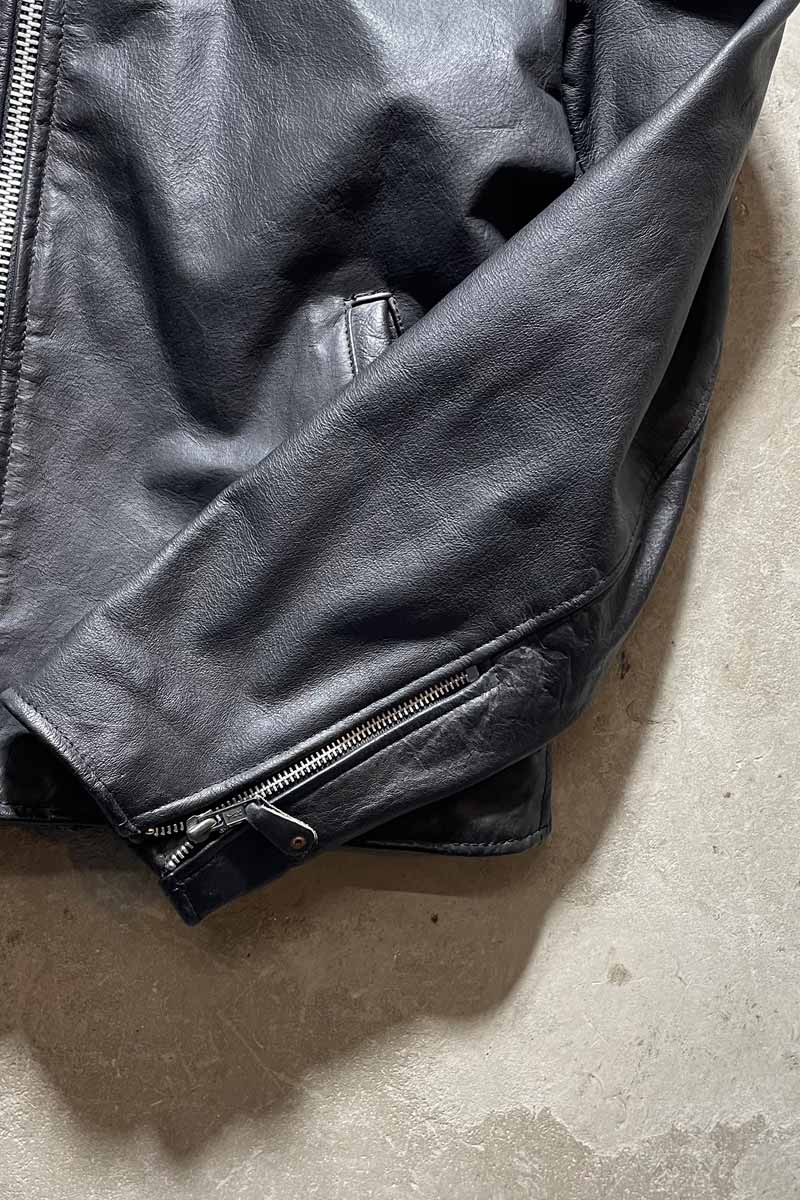 90'S SINGLE RIDERS LEATHER JACKET / BLACK [SIZE: M USED]