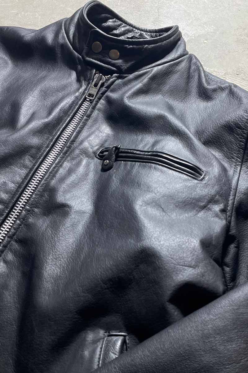 90'S SINGLE RIDERS LEATHER JACKET / BLACK [SIZE: M USED]