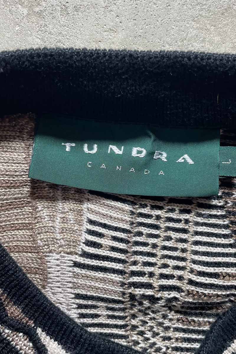 MADE IN CANADA 90'S 3D COTTON KNIT SWEATER / BEIGE [SIZE: L USED]
