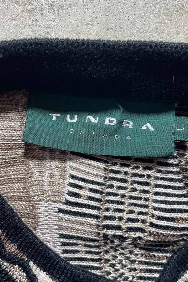 MADE IN CANADA 90'S 3D COTTON KNIT SWEATER / BEIGE [SIZE: L USED]