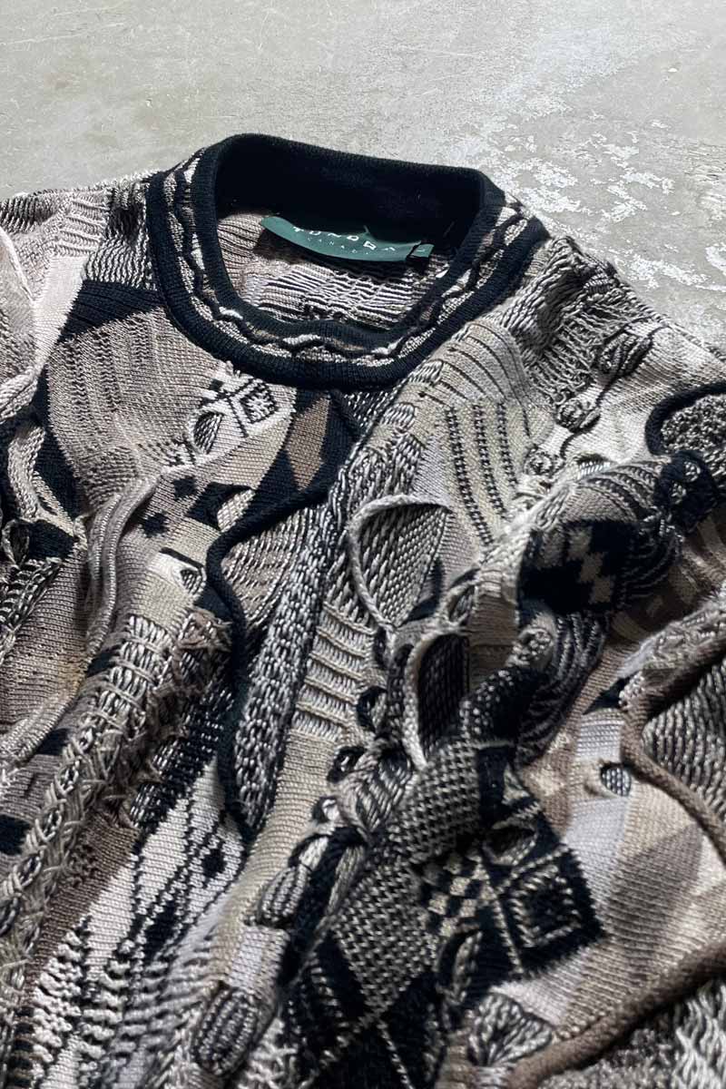 MADE IN CANADA 90'S 3D COTTON KNIT SWEATER / BEIGE [SIZE: L USED]