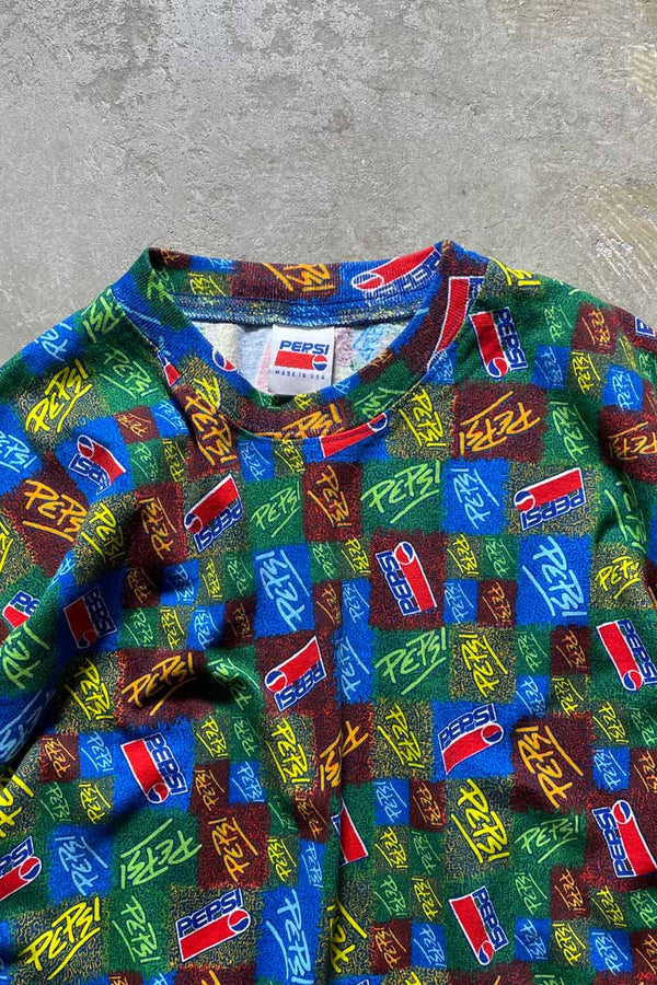 MADE IN USA 90'S PEPSI ALL PRINT ADVERTISING T-SHIRT / MULTI [SIZE: XL DEADSTOCK/NOS]