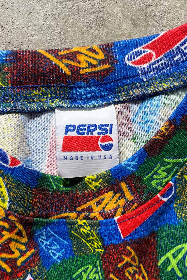 MADE IN USA 90'S PEPSI ALL PRINT ADVERTISING T-SHIRT / MULTI [SIZE: XL DEADSTOCK/NOS]