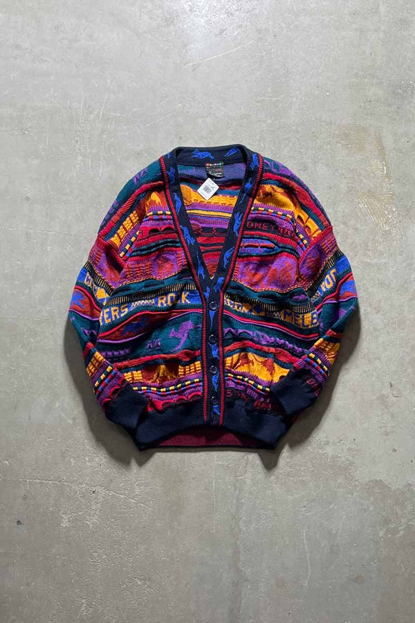 MADE IN AUSTRALIA 90'S 3D WOOL KNIT CARDIGAN/ MULTI [SIZE:L USED]