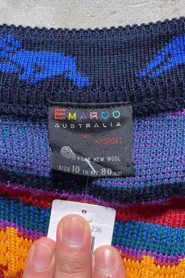 MADE IN AUSTRALIA 90'S 3D WOOL KNIT CARDIGAN/ MULTI [SIZE:L USED]
