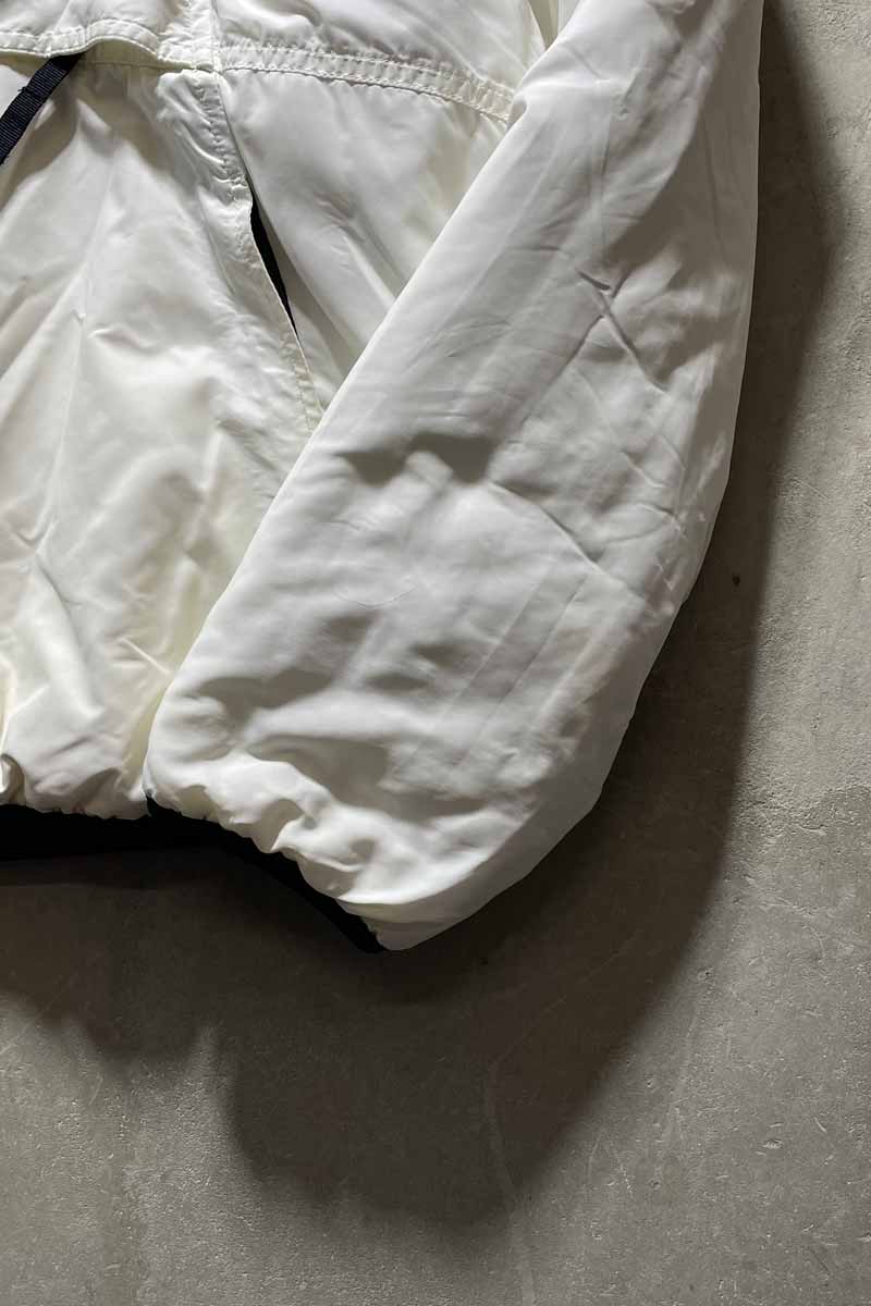 90'S HALF ZIP PULLOVER REVERSIBLE NYLON PUFF JACKET/ WHITE/NAVY [SIZE:L USED]