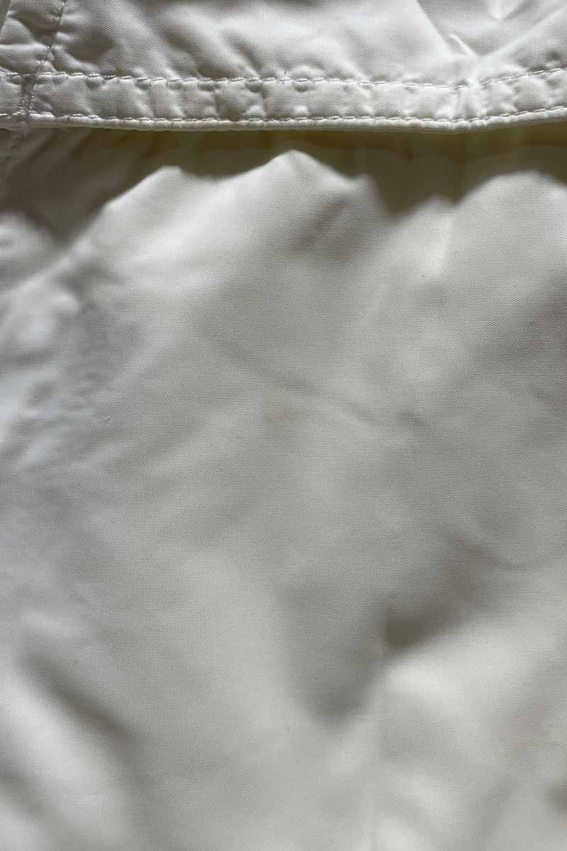 90'S HALF ZIP PULLOVER REVERSIBLE NYLON PUFF JACKET/ WHITE/NAVY [SIZE:L USED]