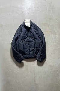 90'S HALF ZIP PULLOVER REVERSIBLE NYLON PUFF JACKET/ WHITE/NAVY [SIZE:L USED]