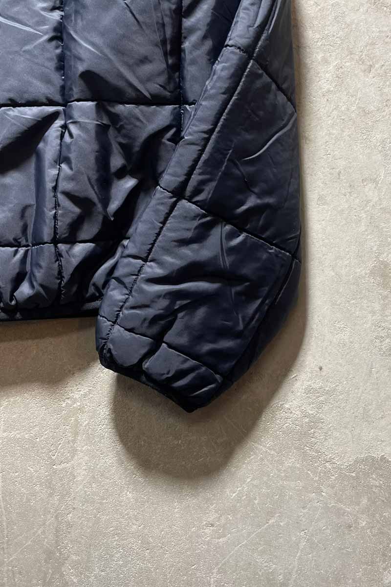 90'S HALF ZIP PULLOVER REVERSIBLE NYLON PUFF JACKET/ WHITE/NAVY [SIZE:L USED]
