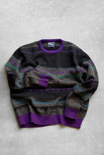 画像をギャラリービューアに読み込む, MADE IN USA 80&#39;S DESIGN WOOL KNIT SWEATER / BLACK / CHARCOAL [SIZE: L USED]
