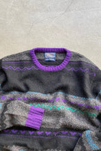 画像をギャラリービューアに読み込む, MADE IN USA 80&#39;S DESIGN WOOL KNIT SWEATER / BLACK / CHARCOAL [SIZE: L USED]
