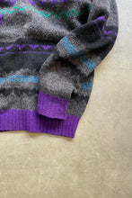 画像をギャラリービューアに読み込む, MADE IN USA 80&#39;S DESIGN WOOL KNIT SWEATER / BLACK / CHARCOAL [SIZE: L USED]
