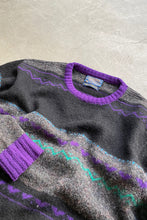 画像をギャラリービューアに読み込む, MADE IN USA 80&#39;S DESIGN WOOL KNIT SWEATER / BLACK / CHARCOAL [SIZE: L USED]
