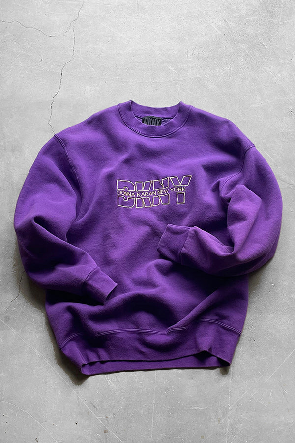 90'S LOGO EMBROIDERY SWEATSHIRT / PURPLE [SIZE: L USED]