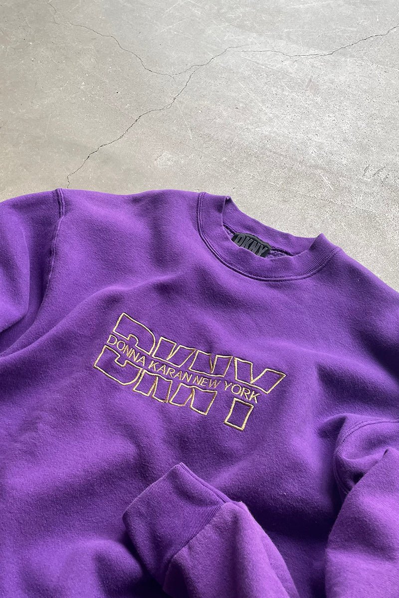 90'S LOGO EMBROIDERY SWEATSHIRT / PURPLE [SIZE: L USED]