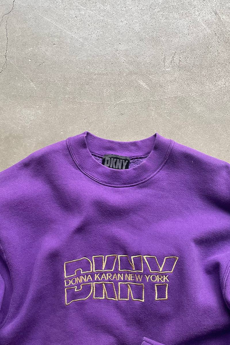 90'S LOGO EMBROIDERY SWEATSHIRT / PURPLE [SIZE: L USED]