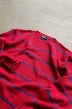 画像をギャラリービューアに読み込む, 90&#39;S COTTON BORDER KNIT SWEATER / RED [SIZE: M USED]
