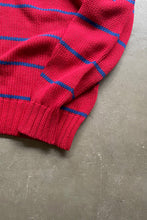 画像をギャラリービューアに読み込む, 90&#39;S COTTON BORDER KNIT SWEATER / RED [SIZE: M USED]
