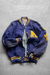 60'S SCUBA CLUB WOOL STADIUM JACKET 玉虫色ラインニング / NAVY［SIZE: 42 USED]