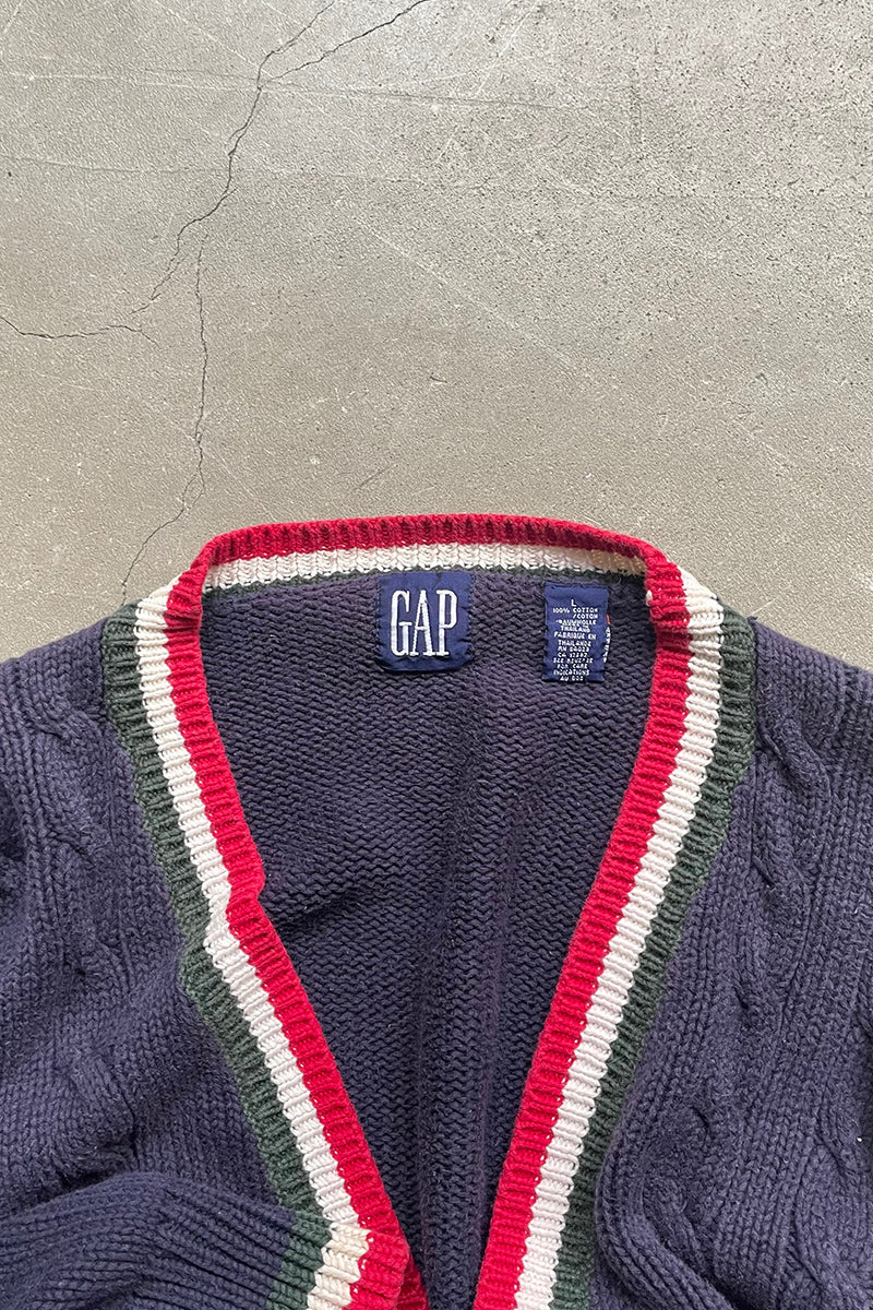 88'S-90'S COTTON KNIT CARDIGAN /NAVY [SIZE: L USED]