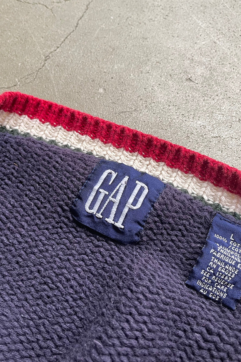 88'S-90'S COTTON KNIT CARDIGAN /NAVY [SIZE: L USED]