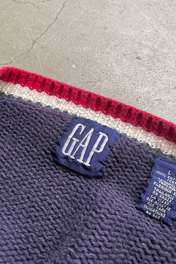 88'S-90'S COTTON KNIT CARDIGAN /NAVY [SIZE: L USED]