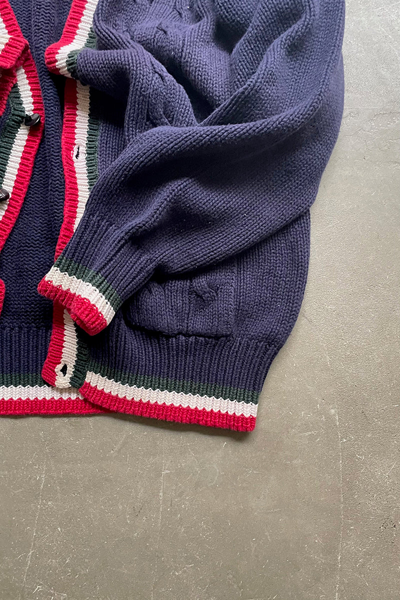 88'S-90'S COTTON KNIT CARDIGAN /NAVY [SIZE: L USED]