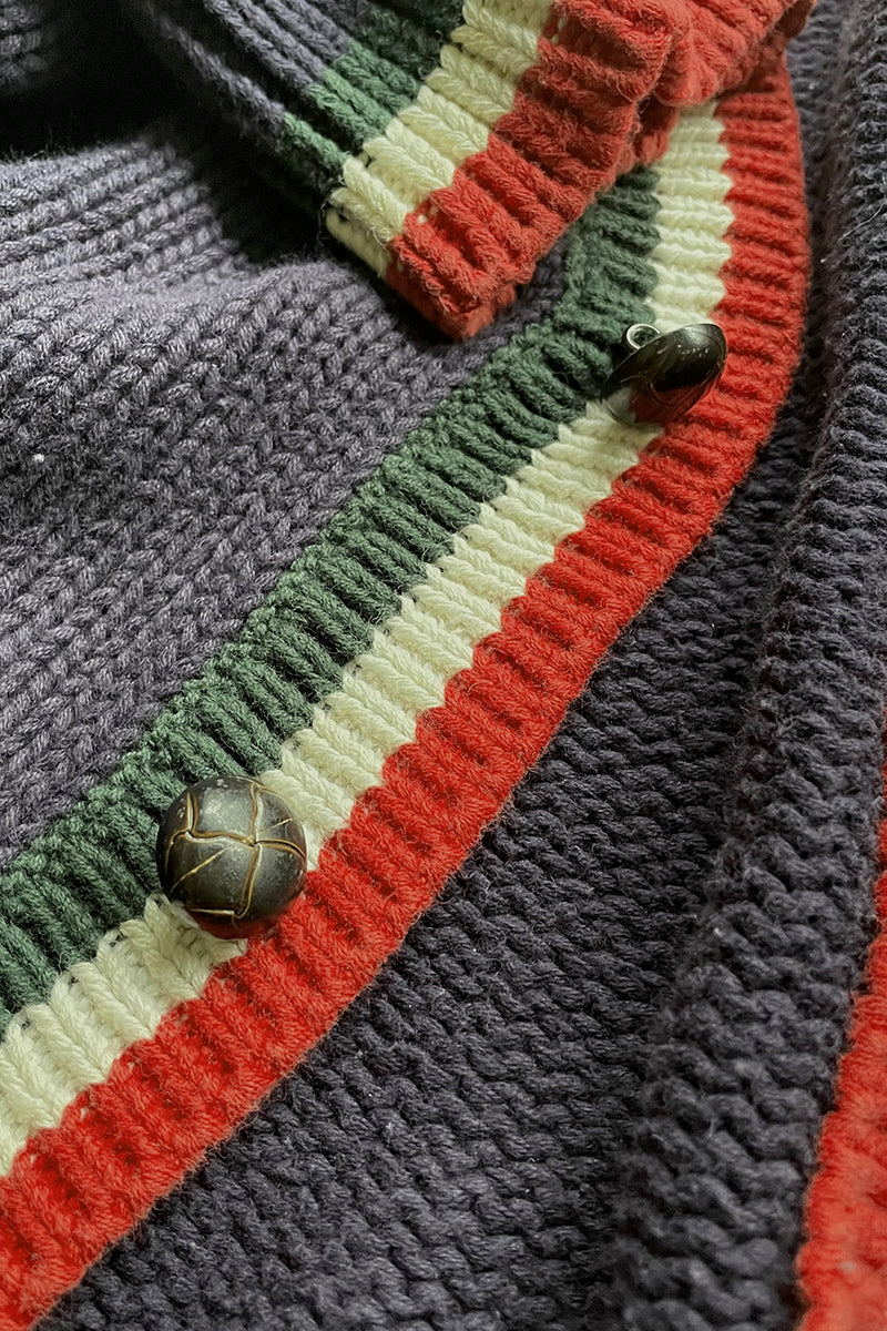 88'S-90'S COTTON KNIT CARDIGAN /NAVY [SIZE: L USED]