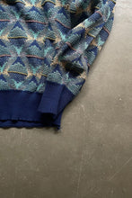 画像をギャラリービューアに読み込む, MADE IN ITALY 90&#39;S COTTON ACRYLIC DESIGN KNIT SWEATER / BLUE  [SIZE: M USED]

