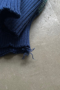 MADE IN ITALY 90'S COTTON ACRYLIC DESIGN KNIT SWEATER / BLUE  [SIZE: M USED]