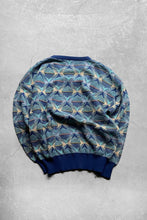 画像をギャラリービューアに読み込む, MADE IN ITALY 90&#39;S COTTON ACRYLIC DESIGN KNIT SWEATER / BLUE  [SIZE: M USED]
