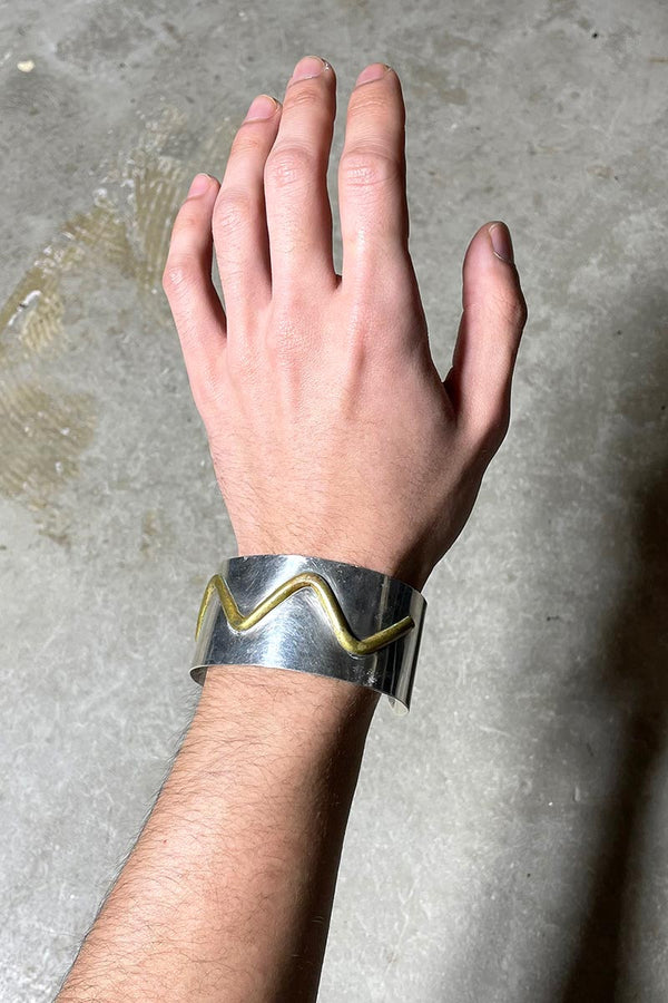MADE IN MEXICO 925 SILVER BANGLE W/BRASS [SIZE: ONE SIZE USED]