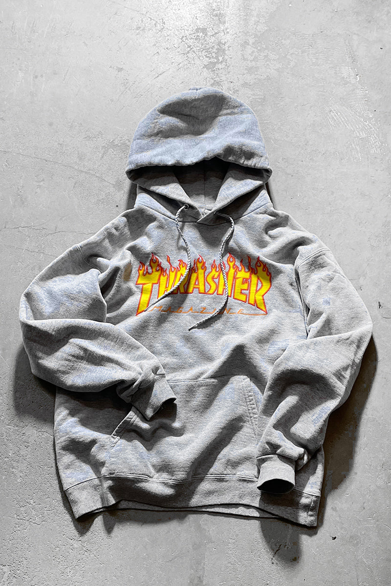 FLAME LOGO SWEAT HOODIE  / GRAY [SIZE: S USED]