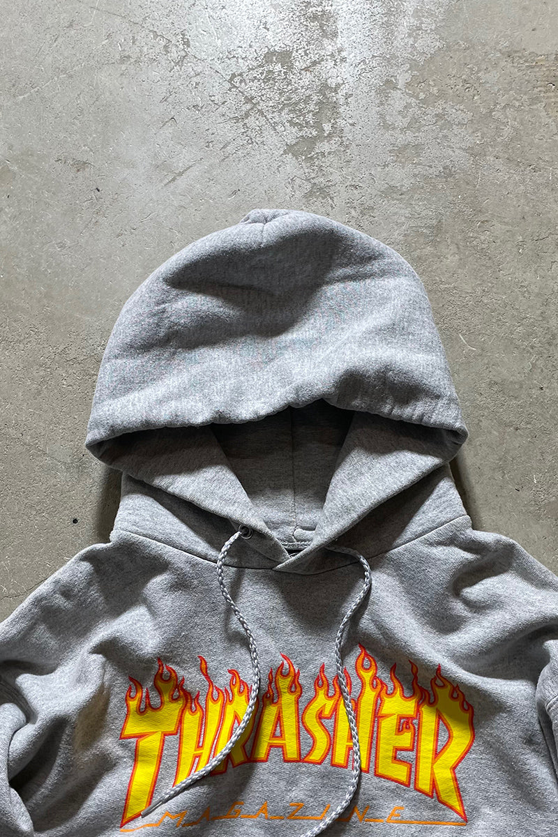 FLAME LOGO SWEAT HOODIE / GRAY [SIZE: S USED]