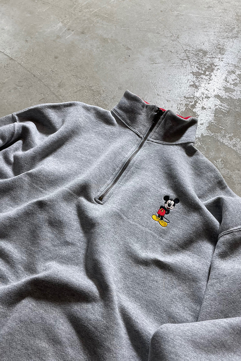 MADE IN USA 90'S HALF ZIP SWEATSHIRT / GRAY [SIZE: XL USED]