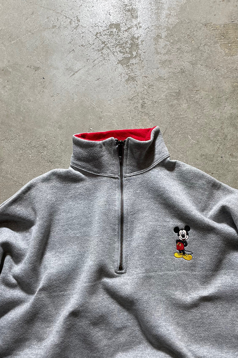 MADE IN USA 90'S HALF ZIP SWEATSHIRT / GRAY [SIZE: XL USED]